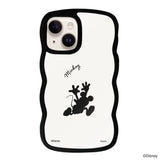 iPhone14/13ケース ウェーブフレーム クリアケース シルエットミッキーマウス ブラック