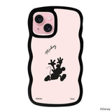 iPhone15ケース ウェーブフレーム クリアケース シルエットミッキーマウス ブラック