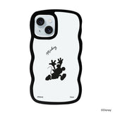 iPhone15Plus/14Plusケース ウェーブフレーム クリアケース シルエットミッキーマウス ブラック
