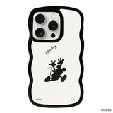 iPhone15ProMaxケース ウェーブフレーム クリアケース シルエットミッキーマウス ブラック