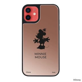 iPhone11ケース ミラーバンパー ミラー付きケース シルエットミニーマウス ローズゴールド