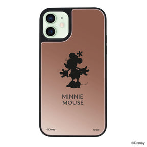iPhone12miniケース ミラーバンパー ミラー付きケース シルエットミニーマウス ローズゴールド