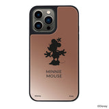 iPhone13Proケース ミラーバンパー ミラー付きケース シルエットミニーマウス ローズゴールド