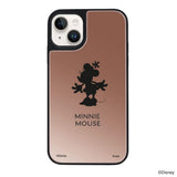 iPhone14/13ケース ミラーバンパー ミラー付きケース シルエットミニーマウス ローズゴールド