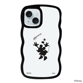 iPhone15Plus/14Plusケース ウェーブフレーム クリアケース シルエットミニーマウス ブラック