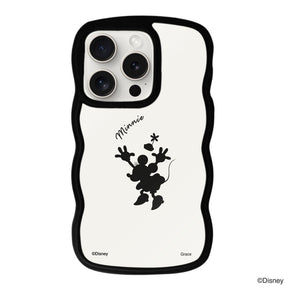 iPhone15ProMaxケース ウェーブフレーム クリアケース シルエットミニーマウス ブラック