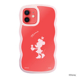 iPhone11ケース ウェーブフレーム クリアケース シルエットミニーマウス ピンク