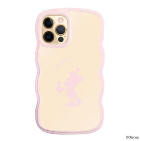 iPhone11Proケース ウェーブフレーム クリアケース シルエットミニーマウス ピンク