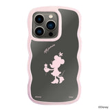 iPhone13Proケース ウェーブフレーム クリアケース シルエットミニーマウス ピンク