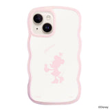 iPhone14/13ケース ウェーブフレーム クリアケース シルエットミニーマウス ピンク