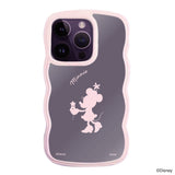 iPhone14ProMaxケース ウェーブフレーム クリアケース シルエットミニーマウス ピンク