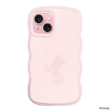iPhone15ケース ウェーブフレーム クリアケース シルエットミニーマウス ピンク