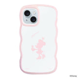 iPhone15Plus/14Plusケース ウェーブフレーム クリアケース シルエットミニーマウス ピンク