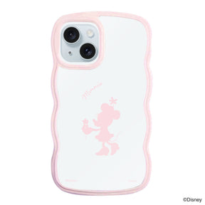 iPhone15Plus/14Plusケース ウェーブフレーム クリアケース シルエットミニーマウス ピンク
