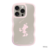 iPhone15Proケース ウェーブフレーム クリアケース シルエットミニーマウス ピンク