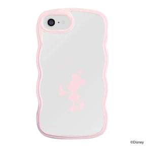 iPhone7/8/SE2/SE3ケース ウェーブフレーム クリアケース シルエットミニーマウス ピンク
