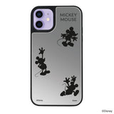 iPhone12/12Proケース ミラーバンパー ミラー付きケース シルエット3ミッキーマウス シルバー