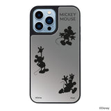 iPhone13ProMaxケース ミラーバンパー ミラー付きケース シルエット3ミッキーマウス シルバー