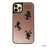 iPhone11Proケース ミラーバンパー ミラー付きケース シルエット3ミニーマウス ローズゴールド