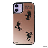 iPhone12/12Proケース ミラーバンパー ミラー付きケース シルエット3ミニーマウス ローズゴールド