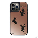 iPhone13Proケース ミラーバンパー ミラー付きケース シルエット3ミニーマウス ローズゴールド