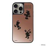 iPhone15Proケース ミラーバンパー ミラー付きケース シルエット3ミニーマウス ローズゴールド