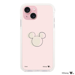 iPhone15 クッションバンパー 耐衝撃クリアケース ラインミッキーマウス クリア