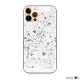 iPhone11Proケース ガラス 強化ガラスケース インクドット柄ミッキーマウス グレー