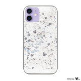 iPhone12/12Proケース ガラス 強化ガラスケース インクドット柄ミッキーマウス グレー