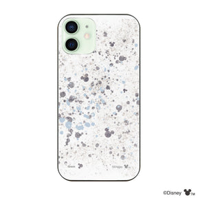 iPhone12miniケース ガラス 強化ガラスケース インクドット柄ミッキーマウス グレー