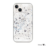 iPhone14/13ケース ガラス 強化ガラスケース インクドット柄ミッキーマウス グレー