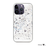 iPhone14ProMaxケース ガラス 強化ガラスケース インクドット柄ミッキーマウス グレー