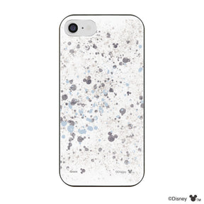 iPhone7/8/SE2/SE3ケース ガラス 強化ガラスケース インクドット柄ミッキーマウス グレー