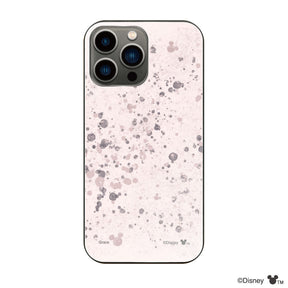 iPhone13Proケース ガラス 強化ガラスケース インクドット柄ミッキーマウス ピンク