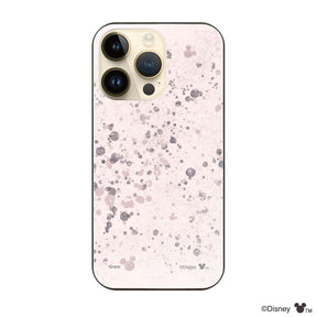 iPhone14Proケース ガラス 強化ガラスケース インクドット柄ミッキーマウス ピンク