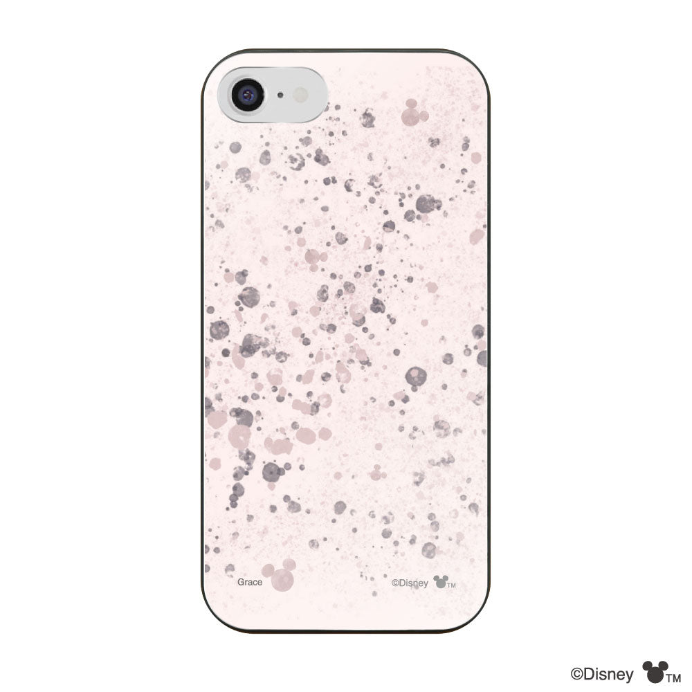 iPhone7/8/SE2/SE3ケース ガラス 強化ガラスケース インクドット柄ミッキーマウス ピンク