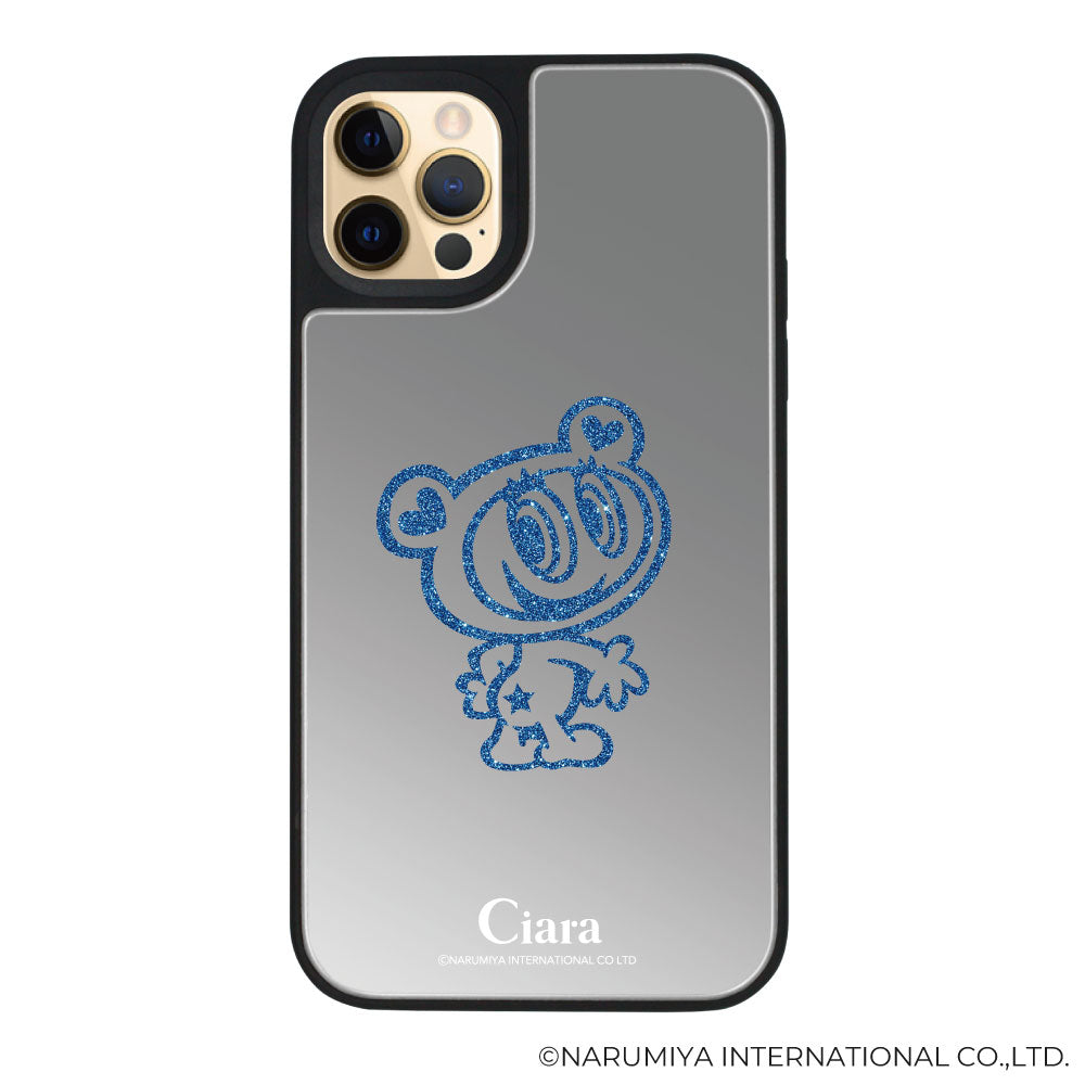 iPhoneケース ミラーバンパー ミラー付きケース エンジェルブルー ナカムラくん ハナちゃん グリッターシルエットライン
