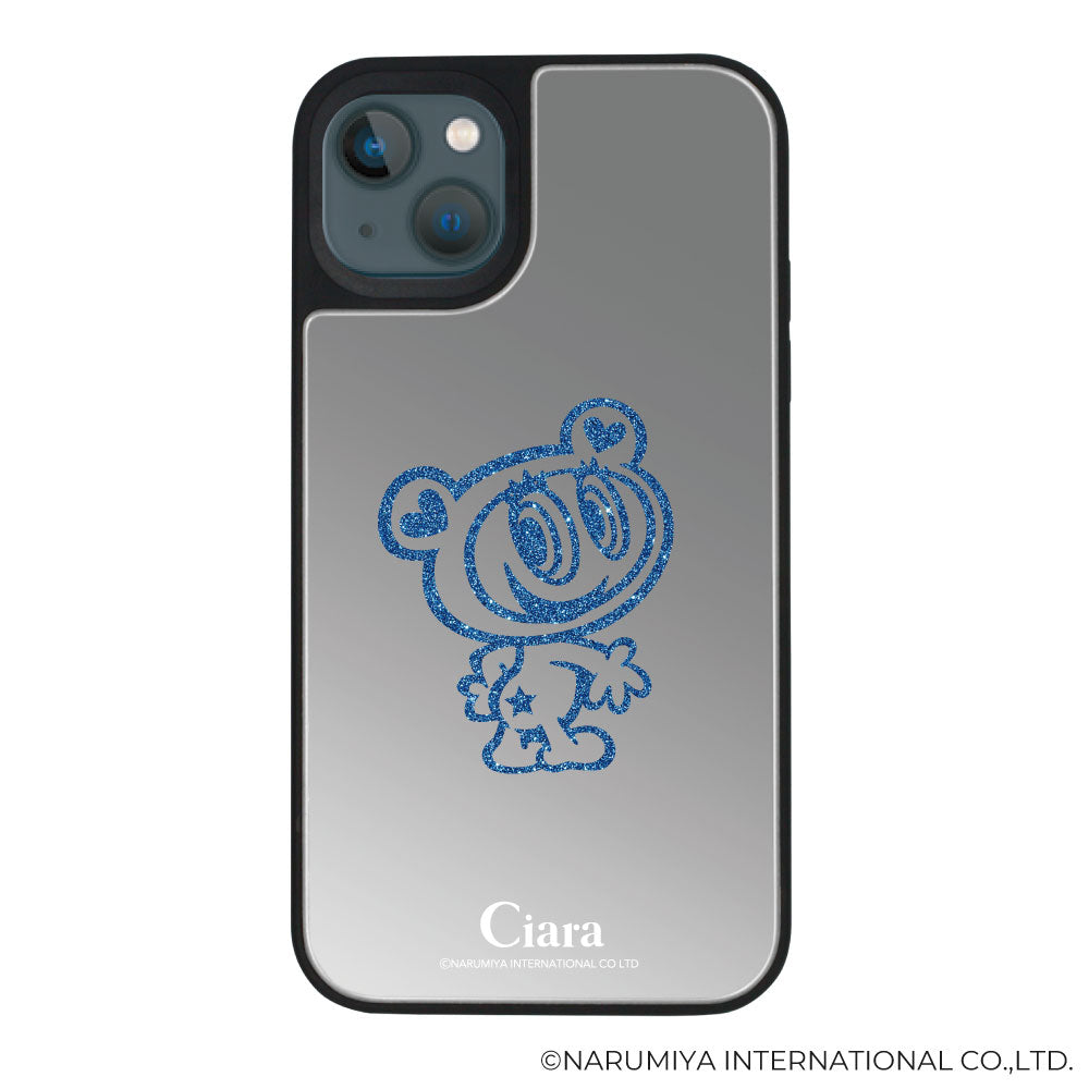 iPhoneケース ミラーバンパー ミラー付きケース エンジェルブルー ナカムラくん ハナちゃん グリッターシルエットライン