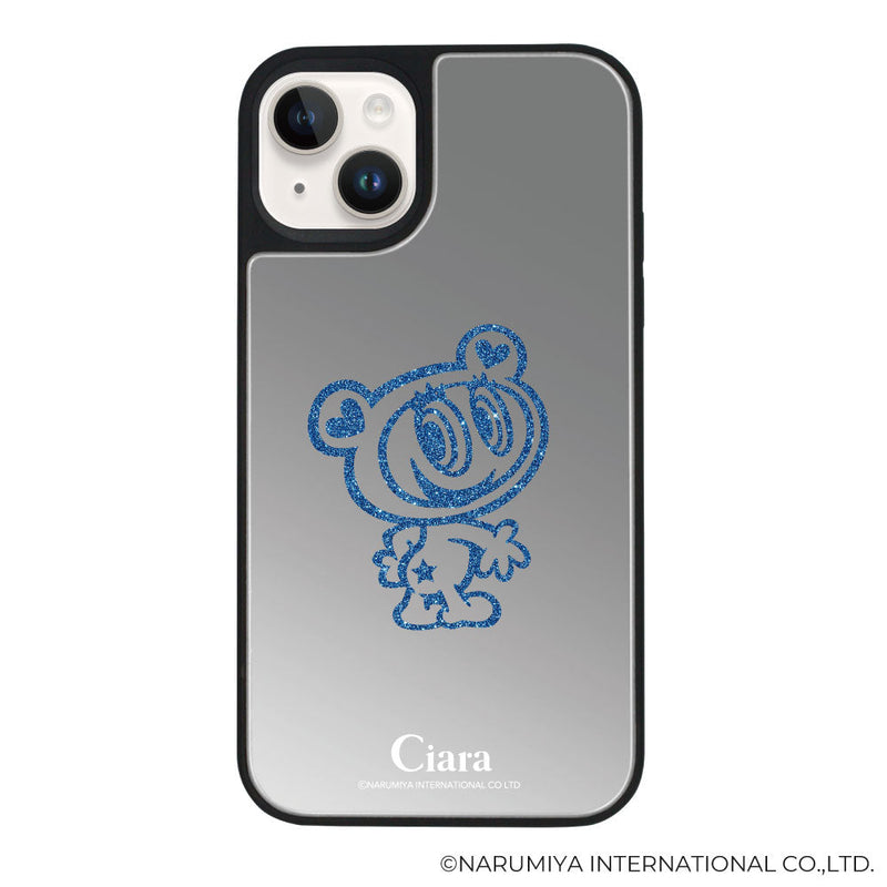 iPhoneケース ミラーバンパー ミラー付きケース エンジェルブルー ナカムラくん ハナちゃん グリッターシルエットライン