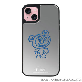 iPhone15 ミラーバンパー ミラー付きケース エンジェルブルー グリッター シルバー