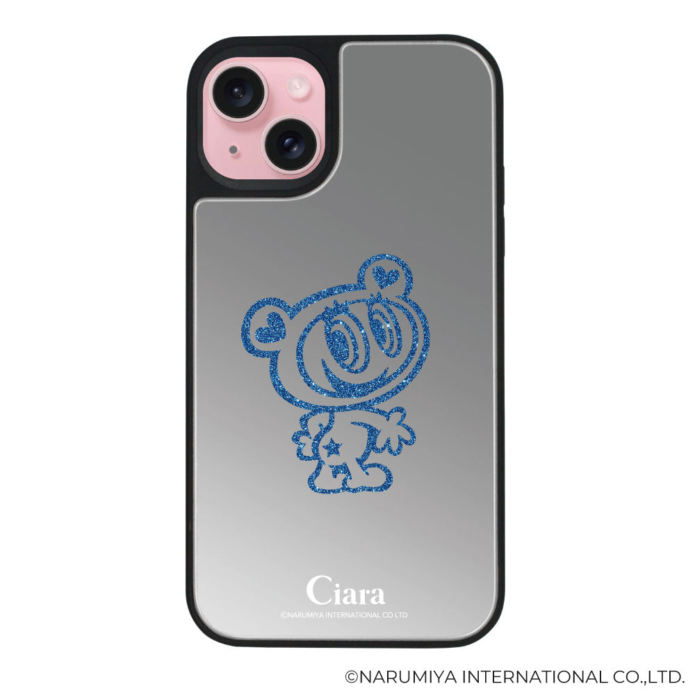iPhoneケース ミラーバンパー ミラー付きケース エンジェルブルー ナカムラくん ハナちゃん グリッターシルエットライン