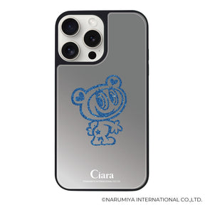 iPhone15ProMax ミラーバンパー ミラー付きケース エンジェルブルー グリッター シルバー