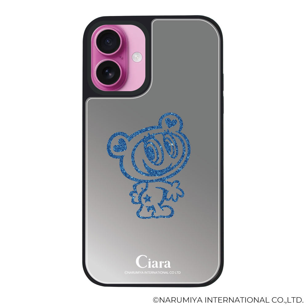 iPhoneケース ミラーバンパー ミラー付きケース エンジェルブルー ナカムラくん ハナちゃん グリッターシルエットライン