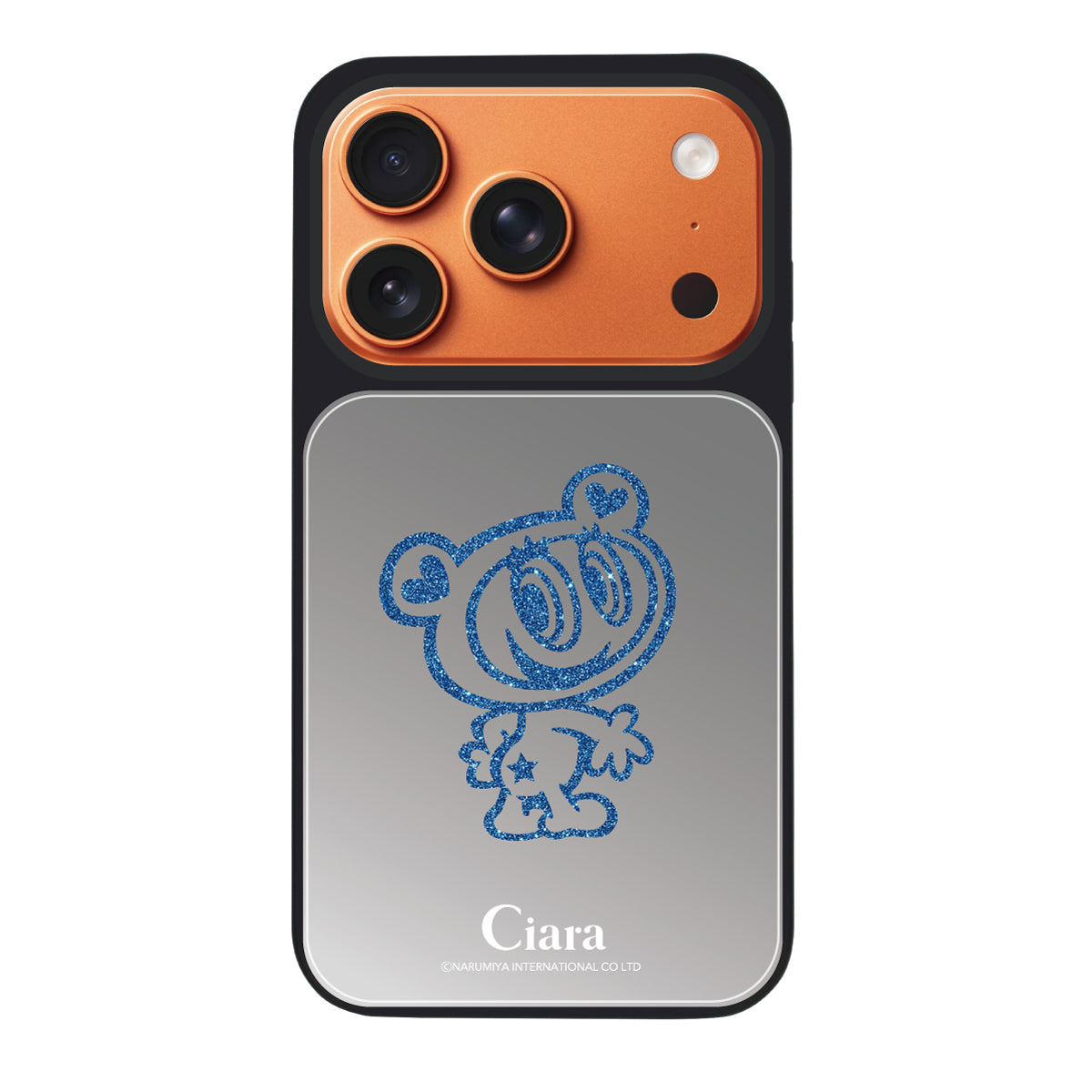 iPhone17ProMax ミラーバンパー ミラー付きケース エンジェルブルー グリッター シルバー