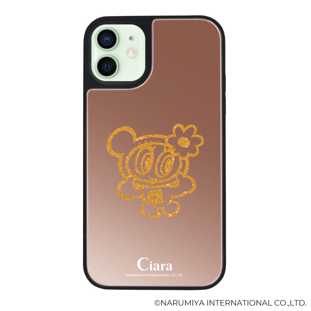 iPhone12mini ミラーバンパー ミラー付きケース エンジェルブルー グリッター ローズゴールド