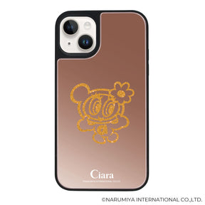 iPhone14/13 ミラーバンパー ミラー付きケース エンジェルブルー グリッター ローズゴールド