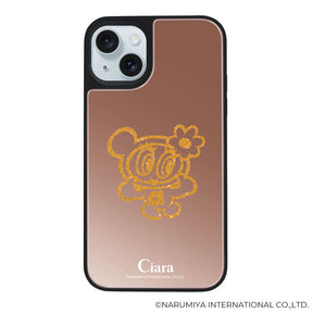 iPhone15Plus/14Plus ミラーバンパー ミラー付きケース エンジェルブルー グリッター ローズゴールド