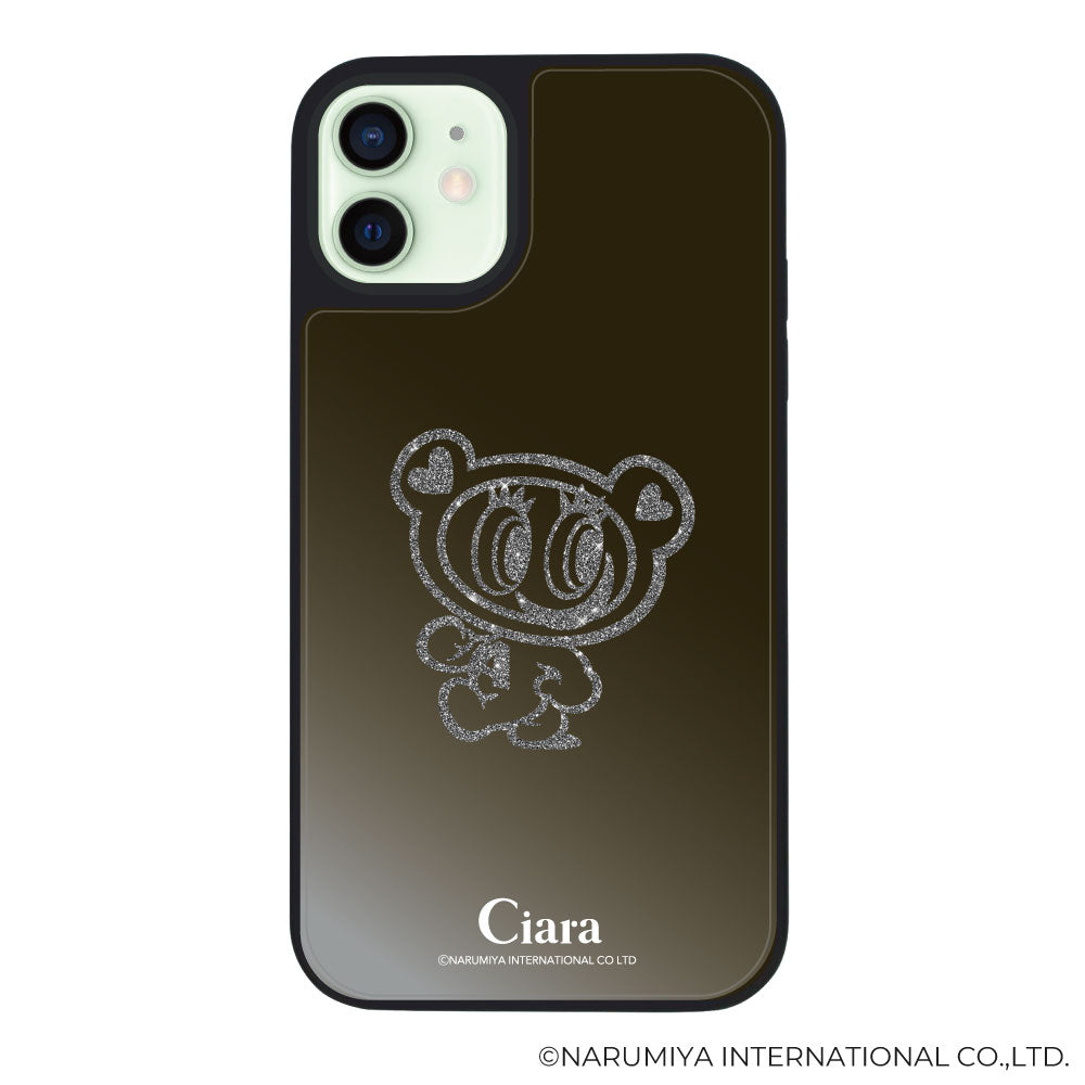 iPhone12mini ミラーバンパー ミラー付きケース エンジェルブルー グリッター ブラック