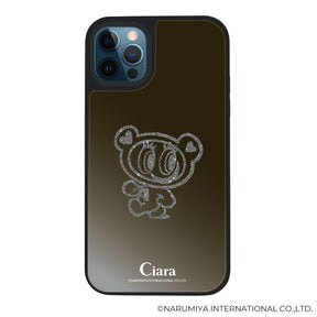 iPhone12ProMax ミラーバンパー ミラー付きケース エンジェルブルー グリッター ブラック