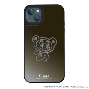 iPhone13mini ミラーバンパー ミラー付きケース エンジェルブルー グリッター ブラック